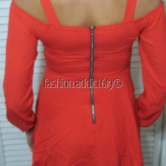 SEXY COLD SHOULDER FIT & FLARE BOHO MINI DRESS MED - Picture 5 of 5